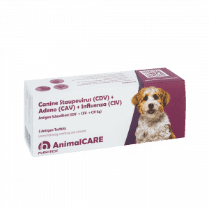 Canine Staupevirus (CDV) + Adeno (CAV) + Influenza (CIV) Antigen Kombi-Schnelltest